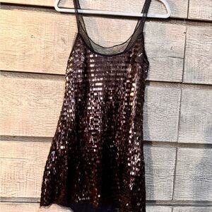 Free People Brown Sequin Mini Dress